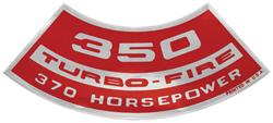 Decal, Air Cleaner, 1964-77 Chevelle & El Camino & Monte, 350 Turbo-Fire 370HP