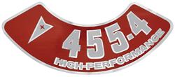 Decal, 59-76 Pontiac, Air Cleaner, Aftermarket, 455 4V, High Performance