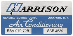 Decal, 72 GM, Evaporator Box, Harrison Air Conditioning, EBA7072B  ce05289