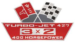 Decal, Air Cleaner, 1964-77 Chevelle & El Camino & MC, Turbo-Jet 427 3X2 400HP