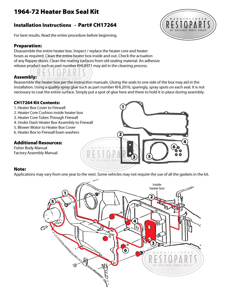RESTOPARTS 19641972 GM ABody and Grand Prix Heater Box Seal Set