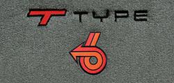 Floor Mats, Cutpile, 1982-87 Buick G-Body, TType Logo w/ Red/Orange, Blk Outline