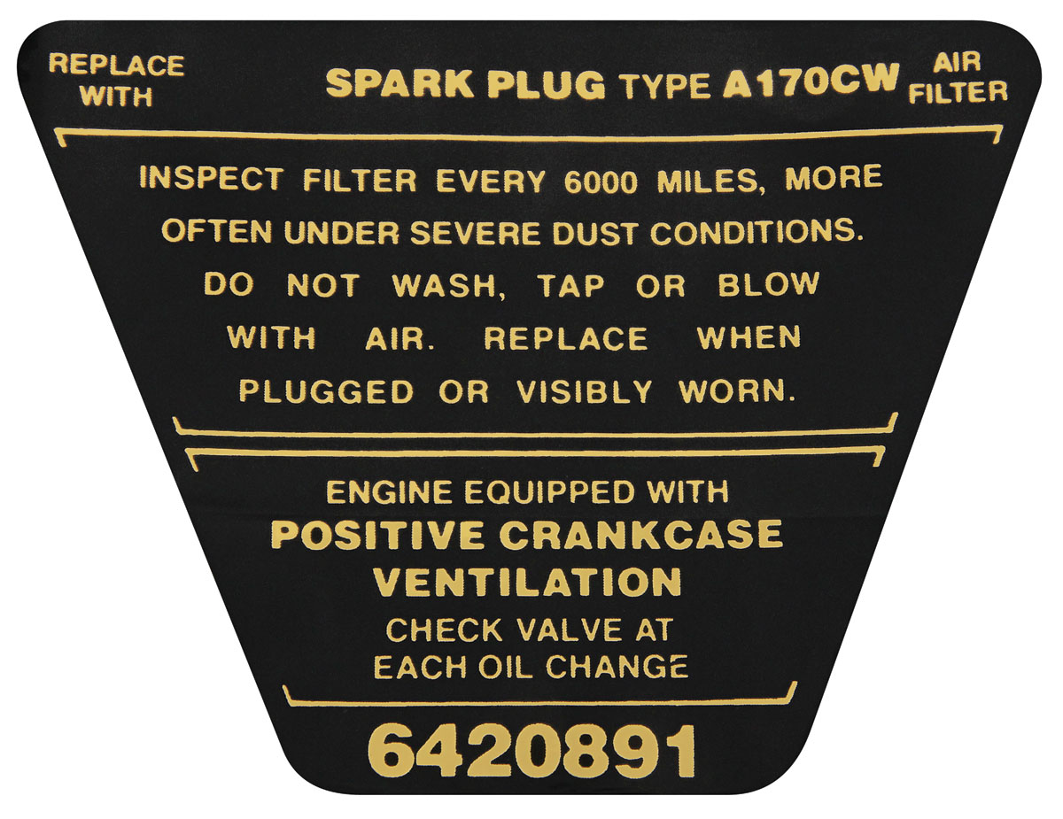 Decal, Air Cleaner, 196466 Corvair / FC, w/AC, 6420891