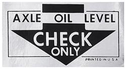 Decal, Axle Oil Level, 1964-65 Corvair/1964-65 FC