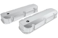 Valve Covers, Tall Fabricated Aluminum, BBC 396-502, Clear Anodized, Baffled