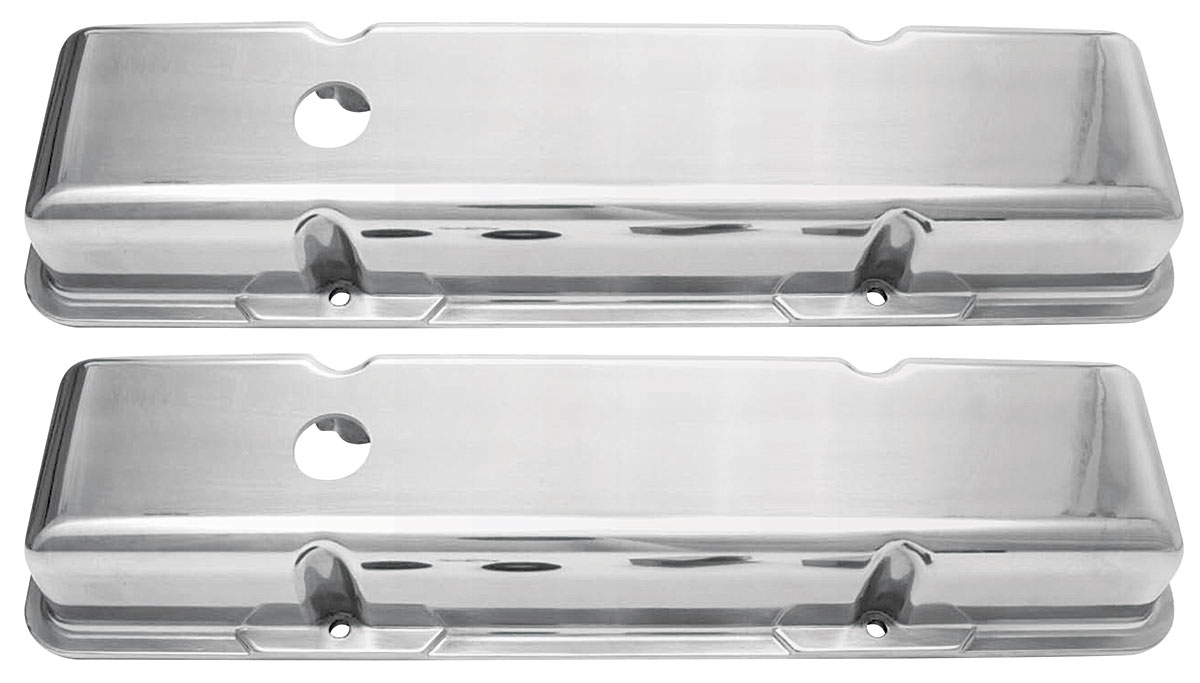 Valve Covers, Aluminum, 196486 SB Chevrolet, Baffled, Plain Top