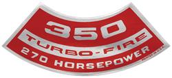Decal, Air Cleaner, 1964-77 Chevelle & El Camino & Monte, 350 Turbo-Fire 270HP