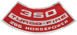 Decal, Air Cleaner, 1964-77 Chevelle & El Camino & Monte, 350 Turbo-Fire 285HP