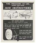 Decal, Jack Instruction Tag, 1941-47 Cadillac