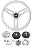 Steering Wheel, Grant Classic 5, Chevrolet, White w/ Billet Bowtie Cap