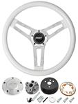 Steering Wheel, Grant Classic 5, 1967-69 Chevrolet, White w/ Billet Bowtie Cap