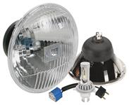 Headlights, Delta Lights LED 5-3/4" Round, Convex Glass, H4 Bulb, Hi-Beam