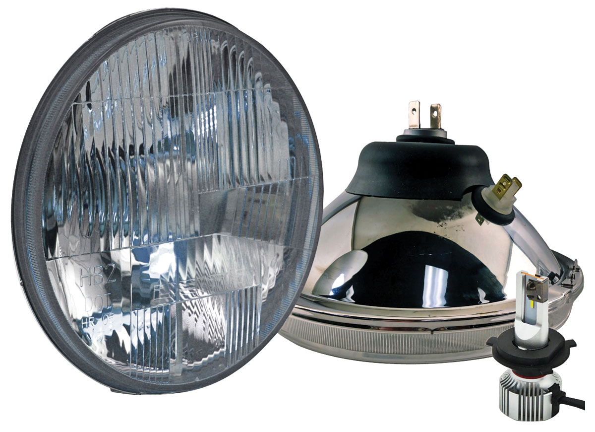 Delta Tech Headlights, Delta Lights LED 7" Round, Flat Glass, H4 Bulb