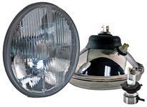Headlights, Delta Lights LED 7" Round, Flat Glass, H4 Bulb, Hi/Lo-Beam, w/DRL