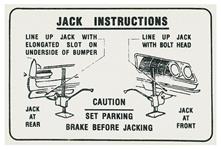 Decal, 74-77 Pontiac, Jacking Instructions