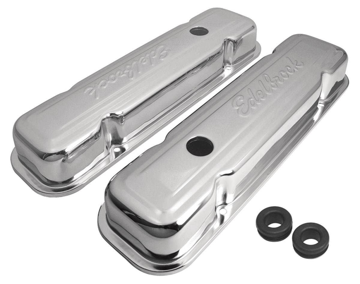 Valve Covers, Edelbrock Signature Series, Pontiac 301455, Chrome, 3.4
