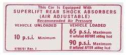Card, 1974-77 Pontiac, Air Shock instruction, Super Lift