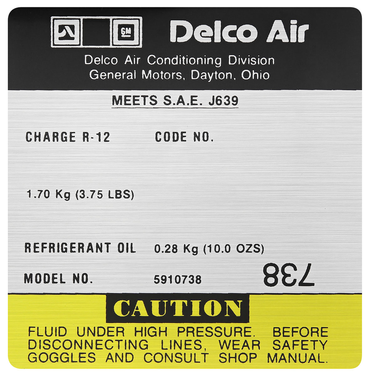 Decal, AC Compressor, 198081 GBody, Delco, 5910738