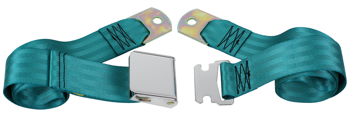 Universal Chrome Flip-Style Lift Latch Seat Belt – 74” Length, Green, Each