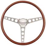 Steering Wheel Kit, 69-89 GM, Classic Wood, Tall Cap, Plain, Polished