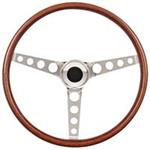 Steering Wheel Kit, 69-89 GM, Classic Wood, Tall Cap, Plain, Black/Polished