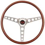 Steering Wheel Kit, 69-88 Chevy, Classic Wood, Tall Cap, Plain, Red Bowtie