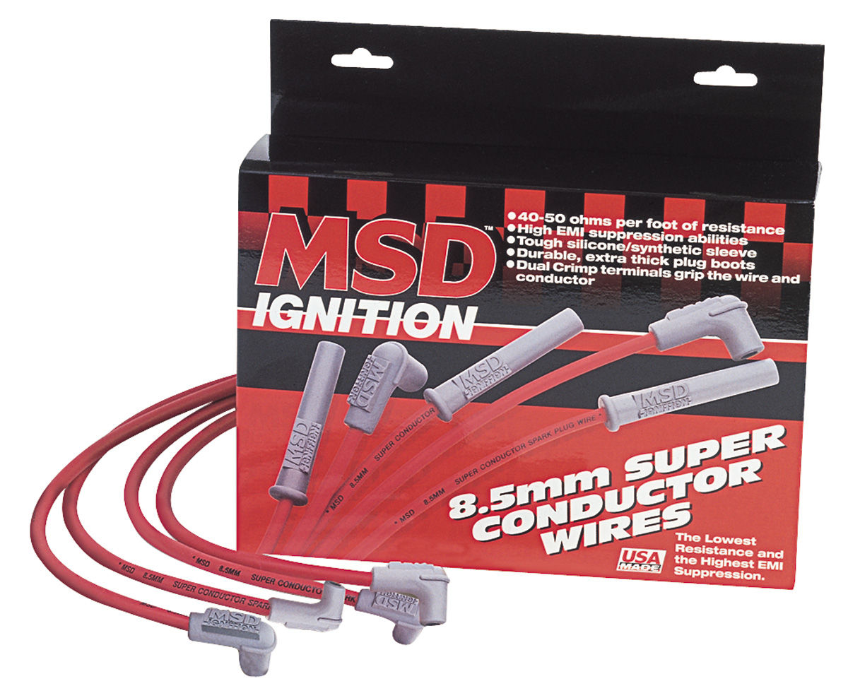 Spark Plug Wire Set, 8.5mm Super Conductor, MSD, 90/90° Boots @