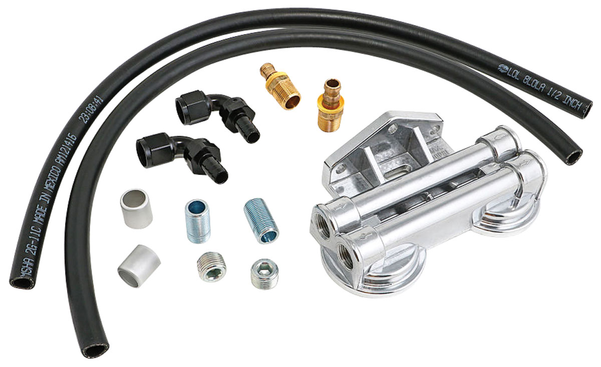 Oil Filter Relocation, Trans Dapt, Dual, LS, 10AN Horizontal Ports