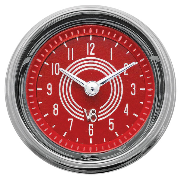Classic Instruments Clock, Dash, V8 Red Steelie Series