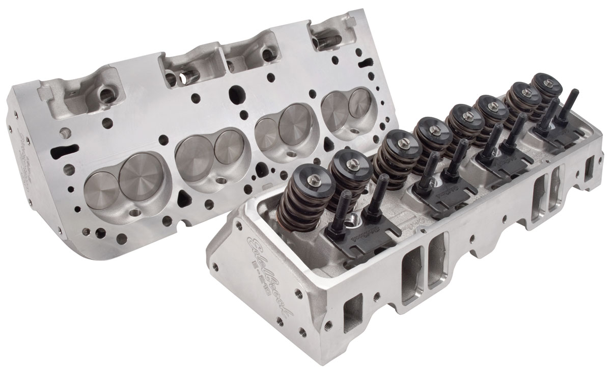 Cylinder Head, Edelbrock, ESeries, Aluminum, SB Chevy, 64CC, 1.55
