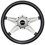 Steering Wheel, GT Perf., GT3 Retro 4 Spoke, Satin Alum., 14" Blk Leather, 3-1/4
