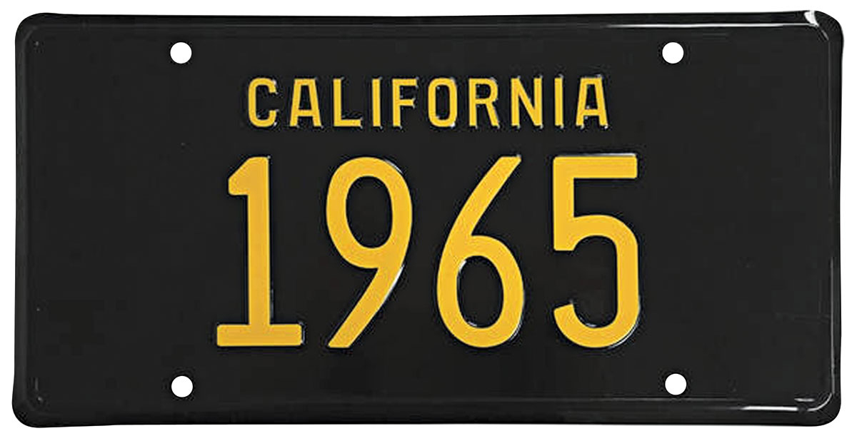 License Plate, Classic Replica, 196569 GM Brands, California, Black