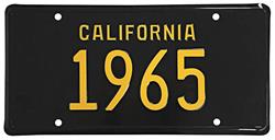 License Plate, Classic Replica, 1965-69 GM Brands, California, Black