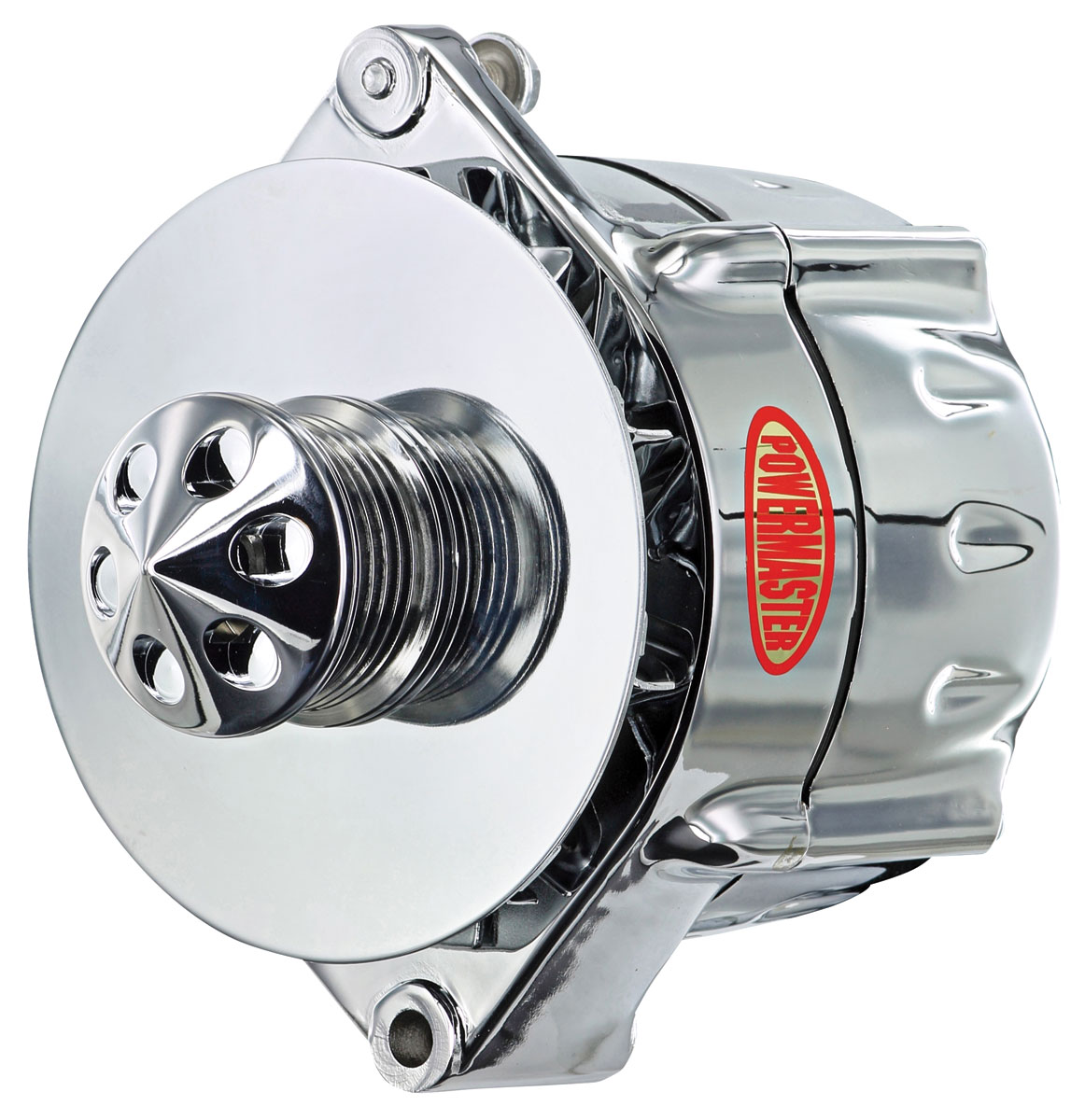 Powermaster Alternator, Smooth Look, 100A, 12SI, 6Grv Pulley, Baffle