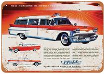 Sign, Aluminum 10"x14", 1958 Cadillac Ambulance