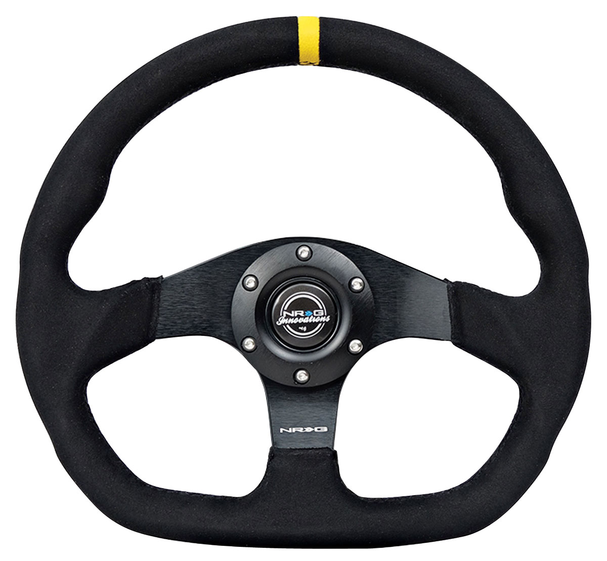 Steering Wheel, NRG, 320mm, Flat Bottom, Yellow Center Mark @ OPGI.com