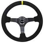 Steering Wheel, NRG, 350mm/3"Dish, Black Suede, Black Spokes