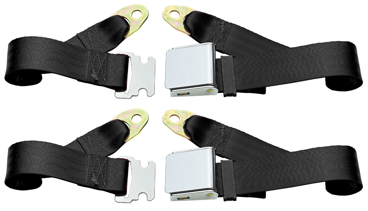 Lap Belts, Chrome Buckle, 196488 Lift Latch Style, 60" Pair