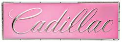 Sign, Cadillac Script Pink Chrome 12" x 36"