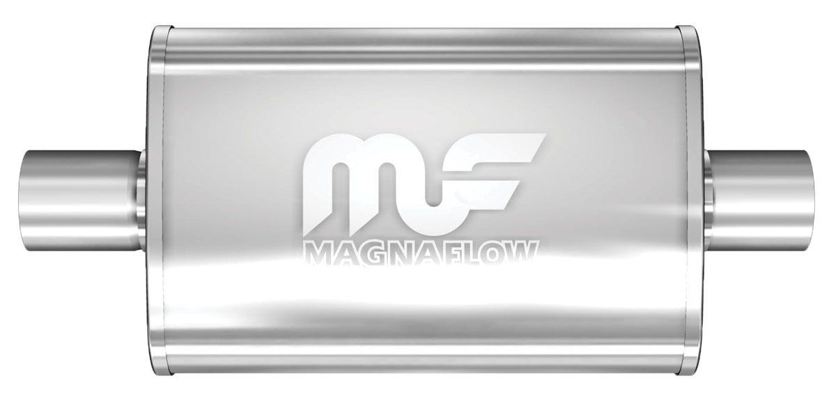 Muffler, 4" x 9" x 14" Oval Reversible, Magnaflow, Brushed 430