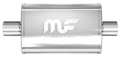 Muffler, 4" x 9" x 14" Oval Reversible, Magnaflow, Brushed 430 Stainless