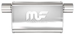 Muffler, 4" x 9" Oval Reversible, Magnaflow, Satin 409SS, Offset/Offset