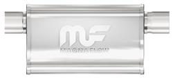 Muffler, 5" x 8" x 14" Oval Reversible, Brushed 430SS, 2.5" Offset One Side