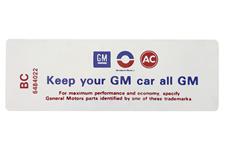 Decal, 68 Skylark, Air Cleaner, GS350, GS400, Keep Your GM Car All GM