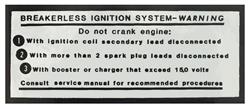 Decal, 63-67 Pontiac, Engine Compartment, Breakerless Ignition