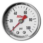 Gauge, FiTech, Fuel Pressure, 0-100 PSI, Analog