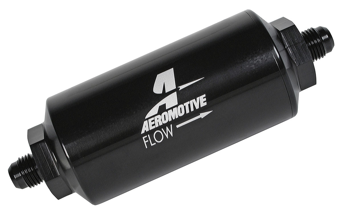 Fuel Filter, Inline, Aeromotive, 100 Micron, AN06 Male, 2" OD