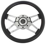 Steering Wheel, Grant Challenger, 4-Spoke, 13-1/2" Black w/Chrome Spokes
