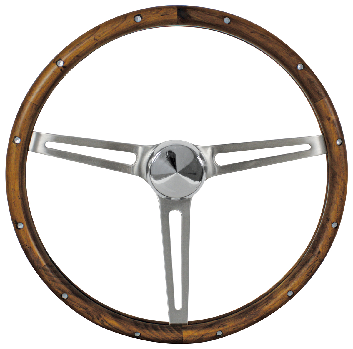 Steering Wheel, Grant Classic Nostalgia, 3Spoke, Walnut w/SS Brushed
