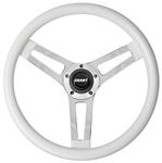 Steering Wheel, Grant Classic 5, 3-Spoke, 14-1/2" White w/Chrome Spokes